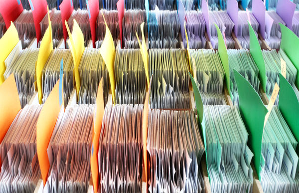 Colorful archives documents files and folders